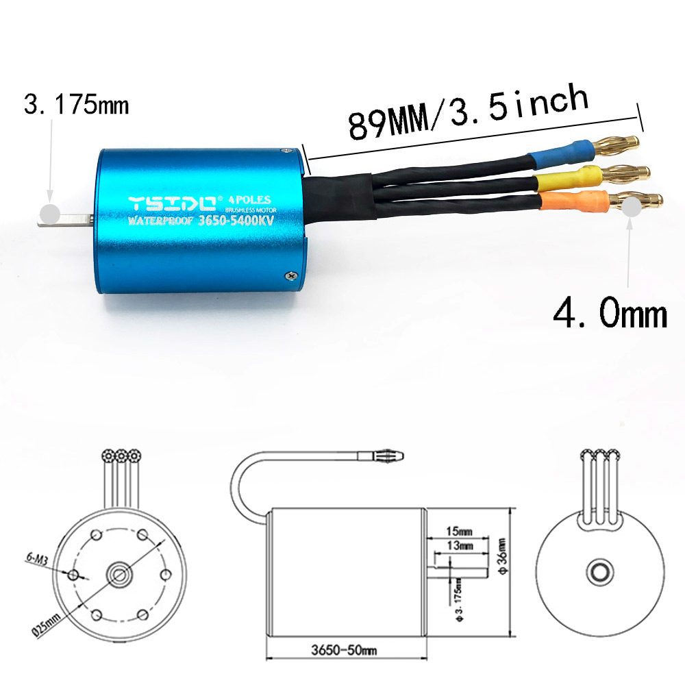 YSIDO 3650 3600KV 5400KV 9500K - đánh giá và giá Brushless Motor 3650
