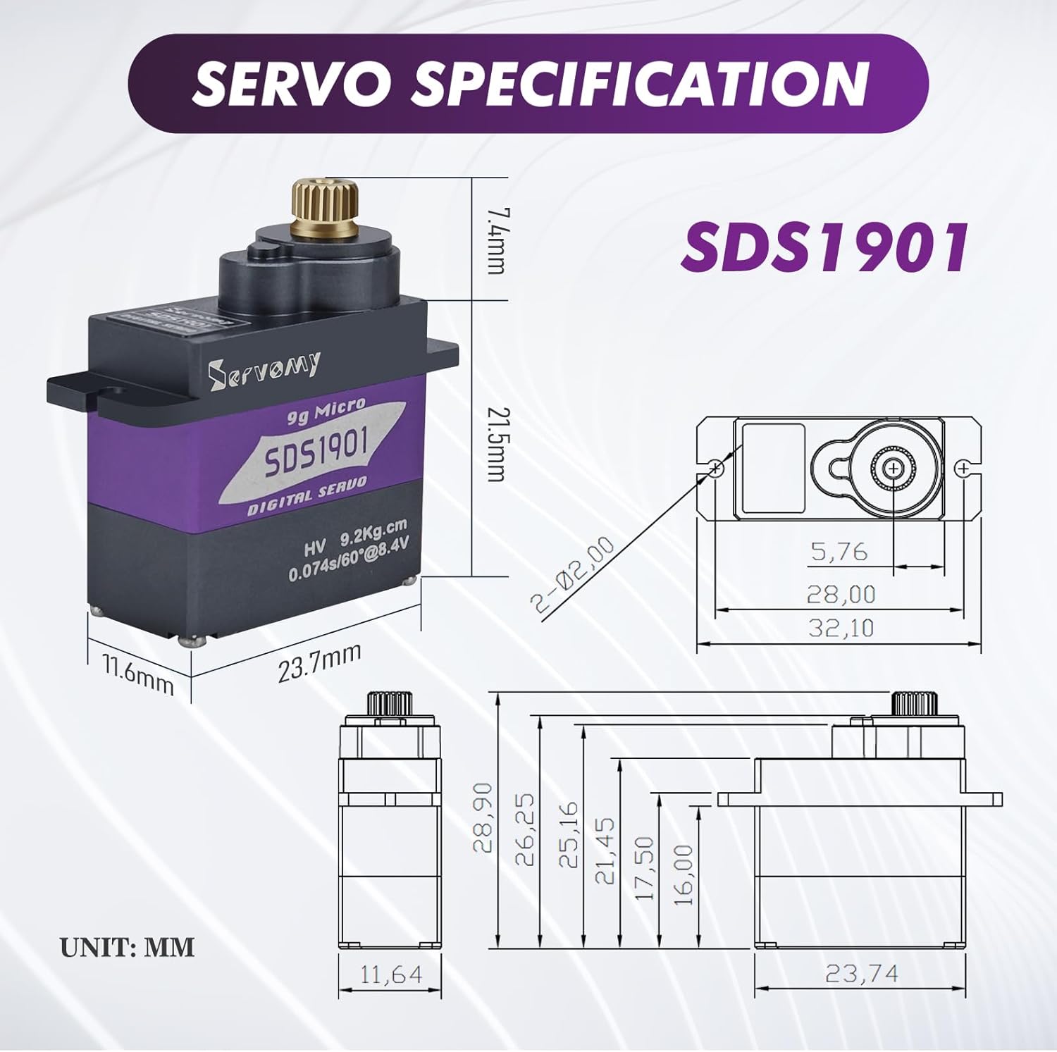 SERVOMY-SDS1901 Digital 9G Mic - đánh giá và giá Servo Metal Gear